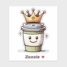 Coffee King Kawaii Aufkleber