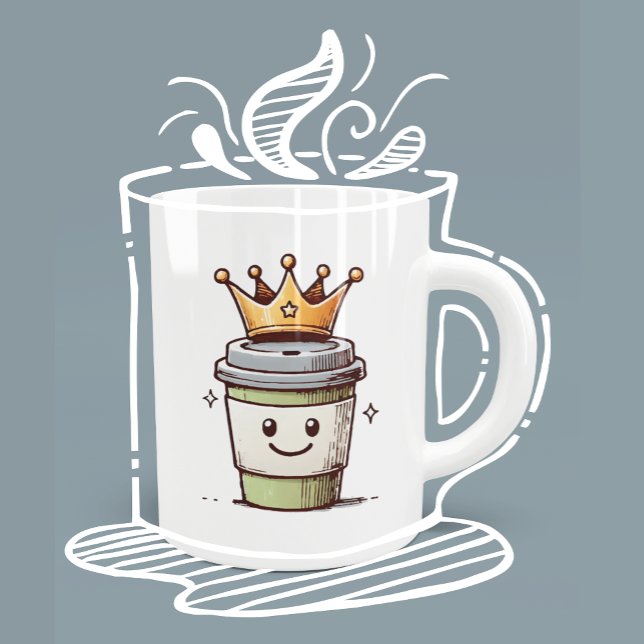 Coffee King Kawaii Kaffeetasse (This cute little coffee king will make you smile as you enjoy your morning coffee!)