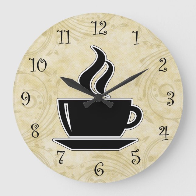 Coffee Kitchen Wall Clocks Große Wanduhr (Vorderseite)