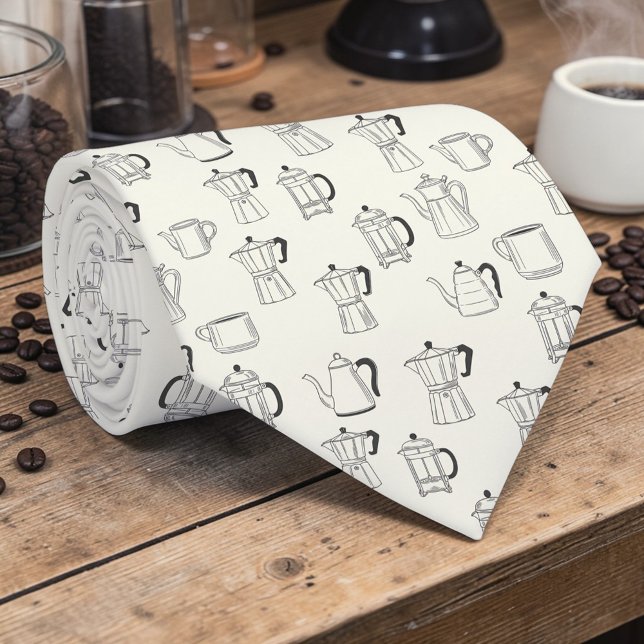 Coffee Latte Lovers Custom Necktie Krawatte (Von Creator hochgeladen)