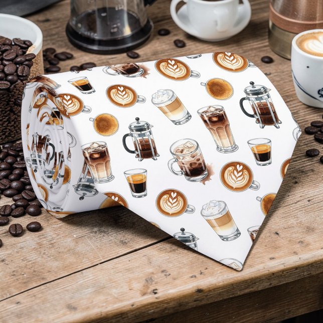 Coffee Latte Lovers Custom Necktie Krawatte (Von Creator hochgeladen)