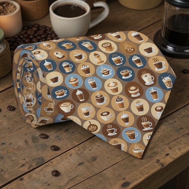 Coffee Latte Lovers Custom Necktie Krawatte (Von Creator hochgeladen)