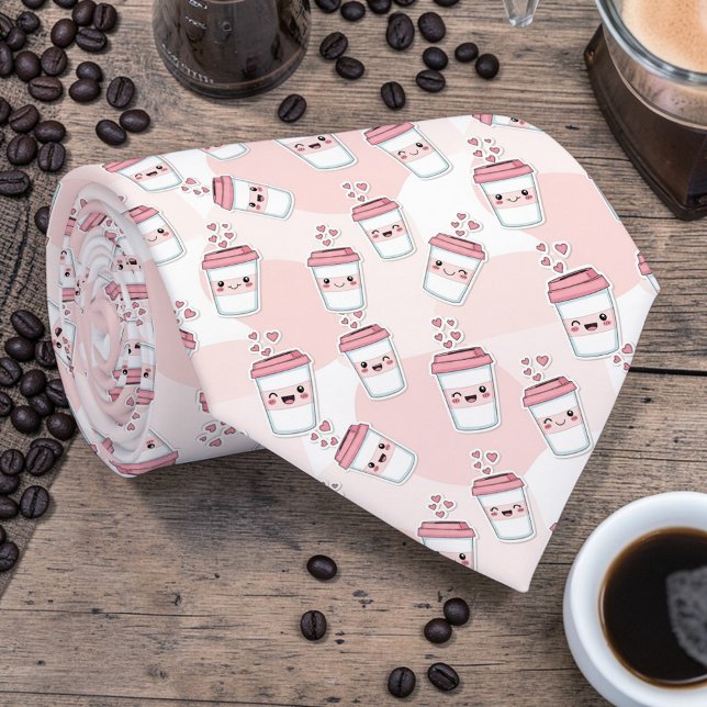 Coffee Latte Pink Custom Necktie Krawatte (Von Creator hochgeladen)