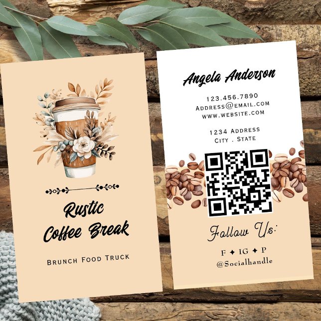Coffee Latte Trendy QR Code and Website Visitenkarte (Von Creator hochgeladen)