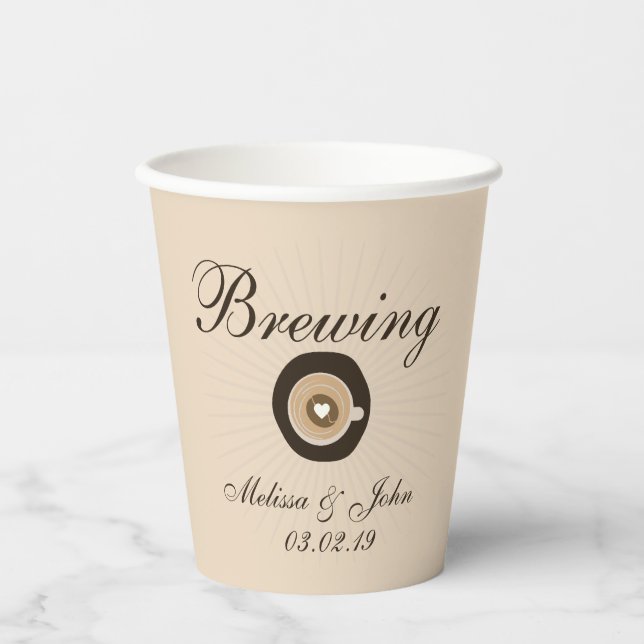 Coffee Latte Wedding Brautparty Thema Pappbecher (Vorderseite)