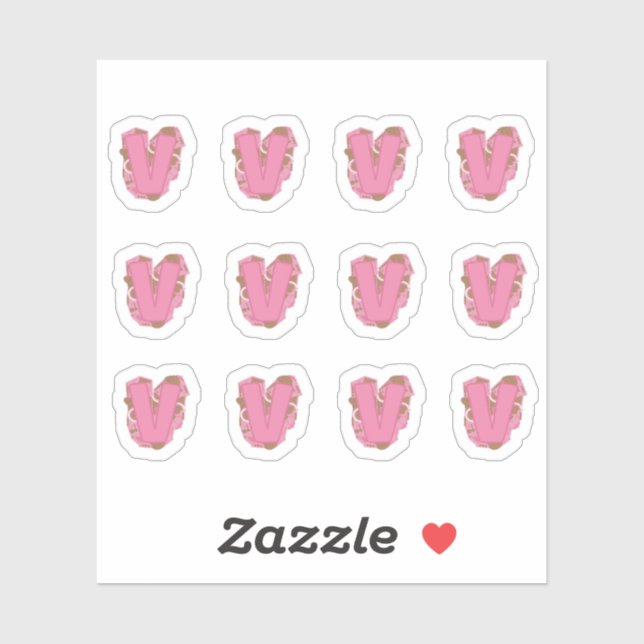 Coffee Letter V: Monogram Initial Sheet Aufkleber (Blatt)