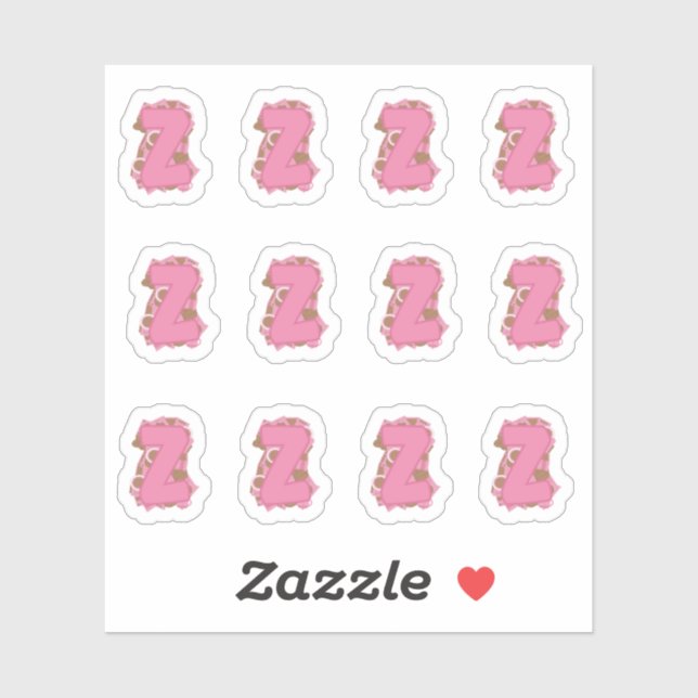 Coffee Letter Z: Monogram Initial Sheet Aufkleber (Blatt)