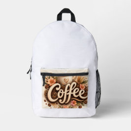 Coffee-Liebe Floral Bedruckter Rucksack