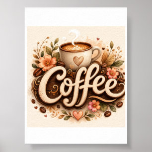 Coffee-Liebe Floral Poster