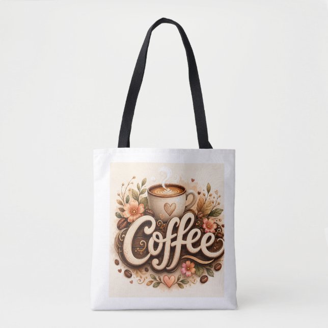 Coffee-Liebe Floral Tasche (Vorderseite)