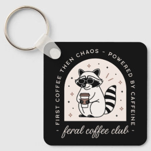 Coffee-Liebhaber lustiger Raccoon-Wildclub Schlüsselanhänger