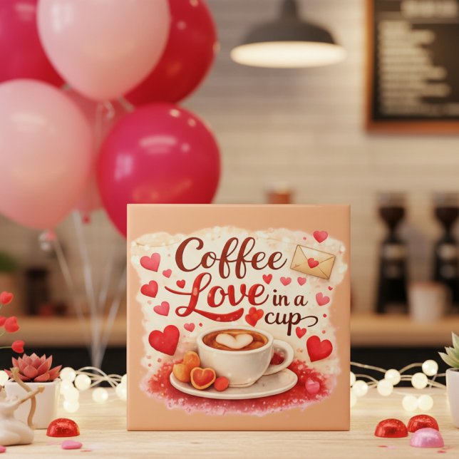 Coffee Love in a Cup Valentine Soft Brown Fliese (Von Creator hochgeladen)