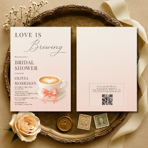 Coffee Love is Brewing QR-Code-Brautjunggesellinne Einladung