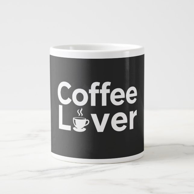Coffee Lover Bold Typography Mug - Minimalist Blac Jumbo-Tasse (Vorderseite)