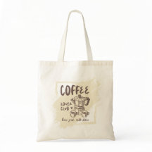 Coffee Lover Club Tote Brew First Talk Later Quote