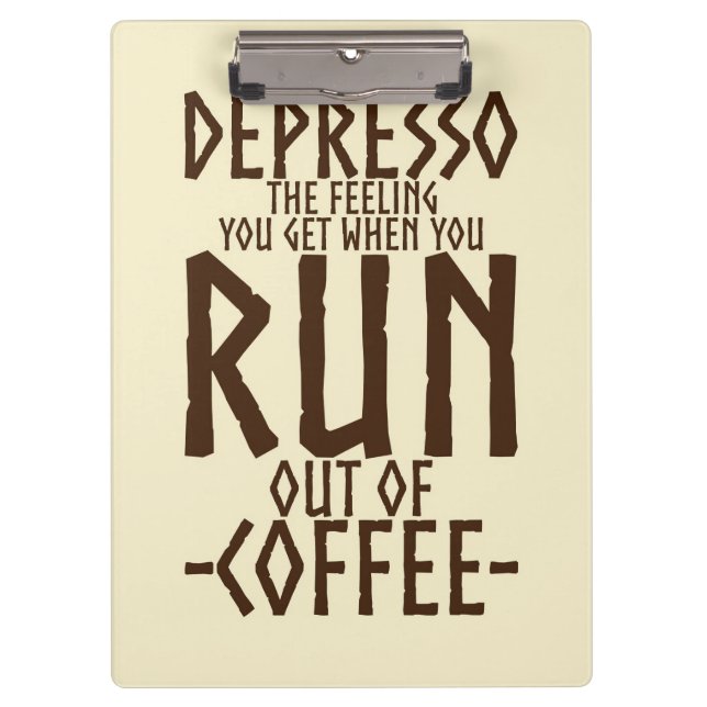 Coffee Lover Depresso Artwork Klemmbrett (Vorderseite)