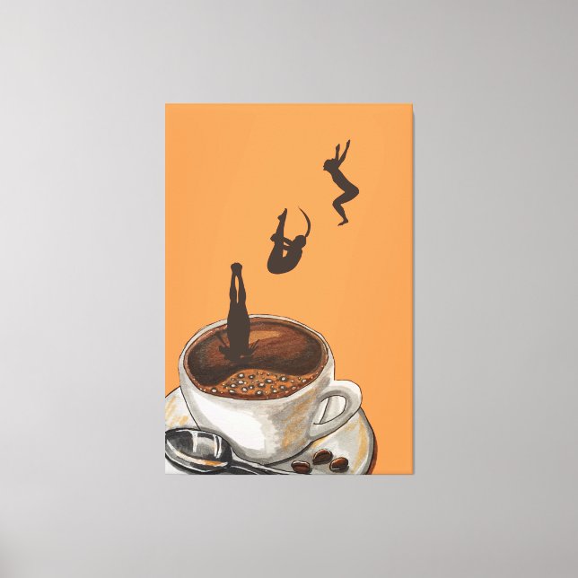 Coffee Lover Diving Pop Art Artwork Orange Dive Leinwanddruck (Vorderseite)