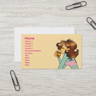 Coffee Lover Girl Business Card Kunst Visitenkarte