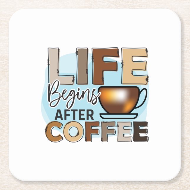 Coffee Lover Life Begins After Coffee Rechteckiger Pappuntersetzer (Vorderseite)