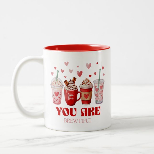 Coffee Lover Valentines Day Zweifarbige Tasse (Links)