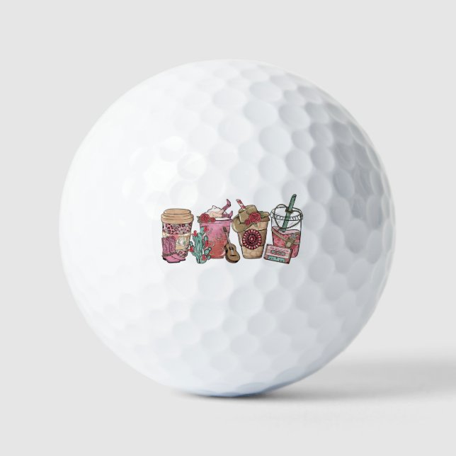 Coffee Lover Western Cowboy Thema Golfball (Vorderseite)
