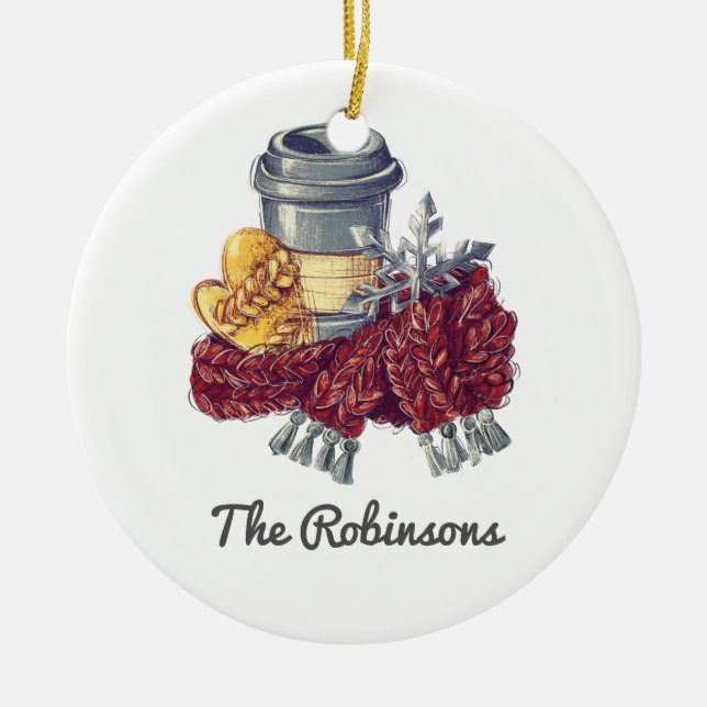 Coffee Lover's Christmas Cheer Foto Keramik Ornament (Vorne)