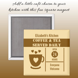 Coffee lovers custom name peach brown magnet