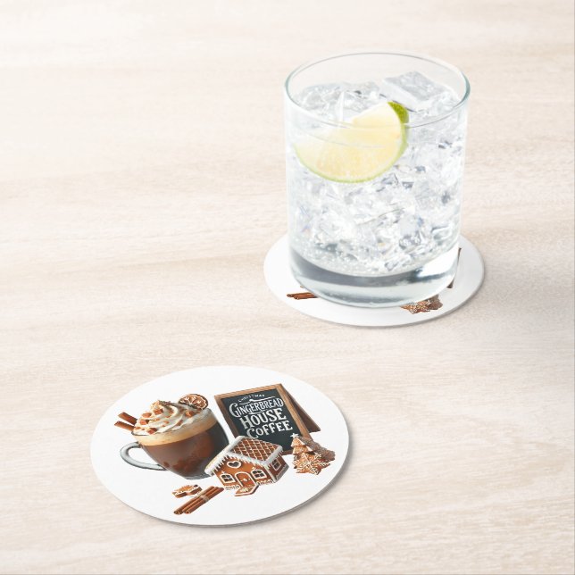 Coffee Lover's Delight Subliming Design Runder Pappuntersetzer (Vor Ort)