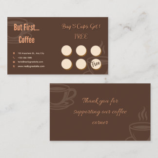 Coffee Loyalty Card Minimal Brown Treuekarte