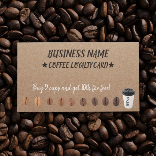 Coffee Loyalty Punch Cards Rustikale Kraft Treuekarte (Von Creator hochgeladen)
