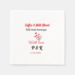 Coffee & milk blend love couple coffee red heart n serviette