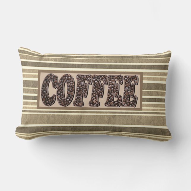 "Coffee" Minimalistische Kaffeebohnen Erde Tone Lendenkissen (Vorderseite)