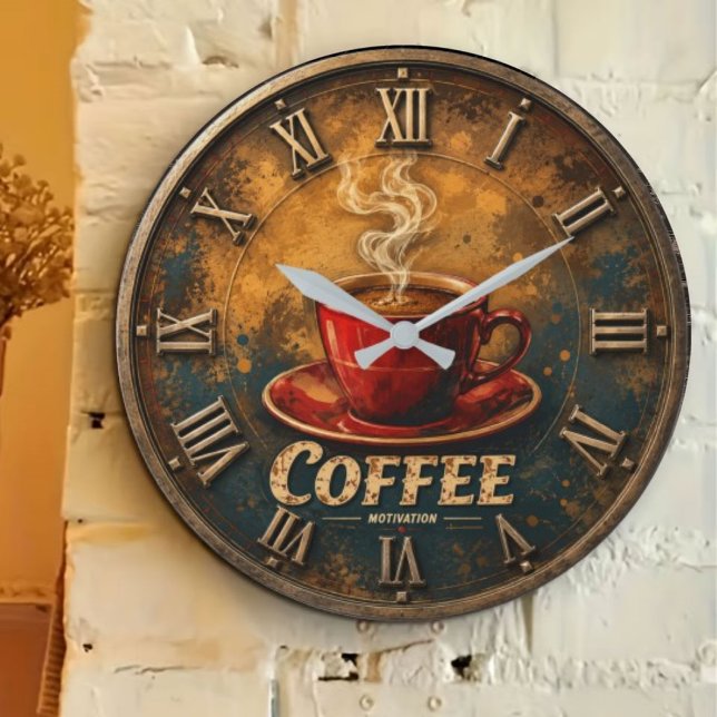 Coffee Motivation Große Wanduhr (Von Creator hochgeladen)