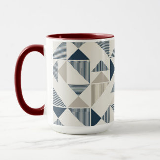 Coffee Mug – Blue & Beige Triangle Design  Tasse