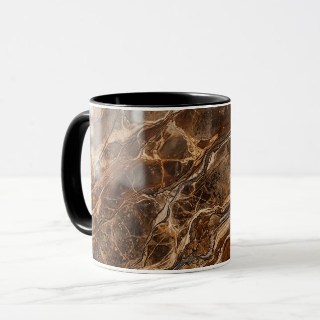 Coffee Mug Brown Marble Texture Stone Pattern Tasse (Vorderseite Links)