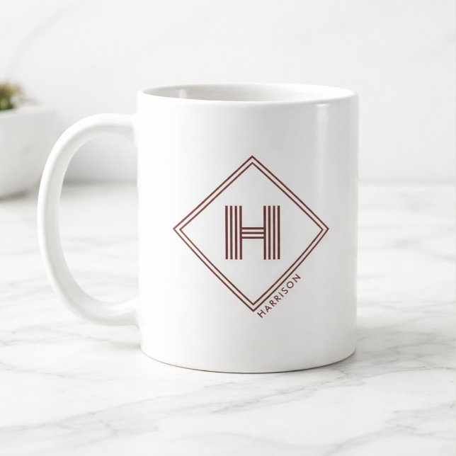 Coffee Mug | Modern Geometric Monogram Initial (Créateur téléchargé)