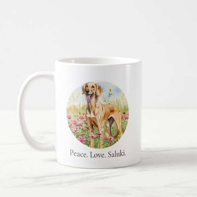 Coffee Mug – Peace Love Saluki Dog Lover Mug Kaffeetasse (Links)