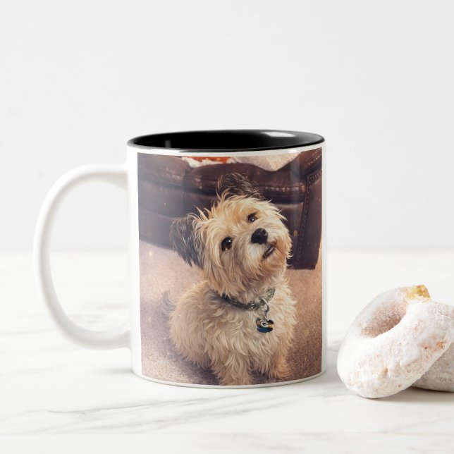 Coffee Mug –Waiting Puppy  Design Zweifarbige Tasse (Mit Donut)