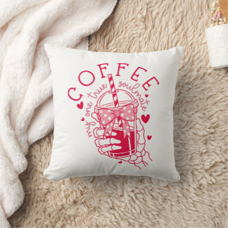 Coffee My One True Soulmate Red Skeleton Hand Kissen