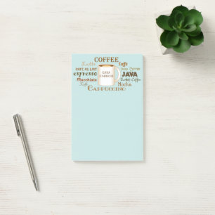 Coffee Names Personalisiert Aqua Post-It Notes Klebezettel