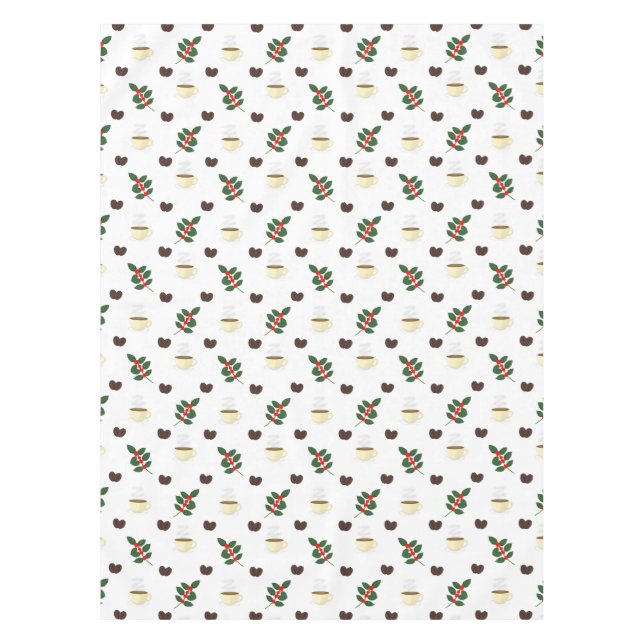 Coffee Pattern with Beans, Cups, and Coffee trees Tischdecke (Vorderseite)