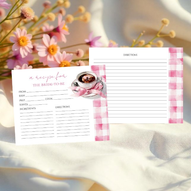 Coffee Pink Bow Bridal Shower Recipe Cards (Von Creator hochgeladen)