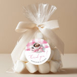 Coffee Pink Bow Bridal Shower thank you Runder Aufkleber<br><div class="desc">Coffee Pink Bow Bridal Shower Thank-You Classic Round Sticker – a 1.5" blush-pink watercolor seal studded with delicate coffee beans and tied off with a flirty bow, perfect for closing favor bags, envelopes, or cookie boxes while sending guests a sweet shot of gratitude, designed by CaMiDesigns. For orders, shipping, product...</div>