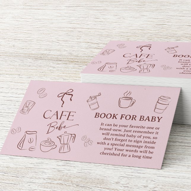 Coffee Pink Bow Cafe Bebe Book For Baby Shower Begleitkarte (Von Creator hochgeladen)