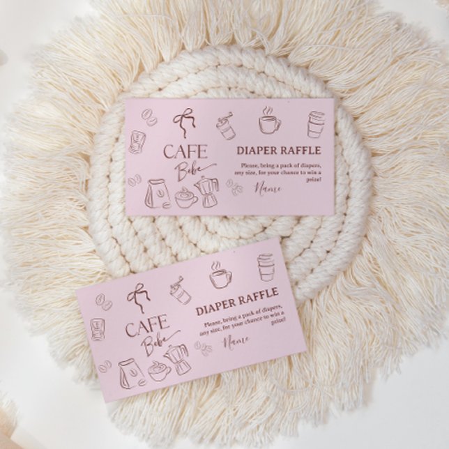 Coffee Pink Bow Cafe Bebe Girl Baby Shower Diaper Begleitkarte (Von Creator hochgeladen)