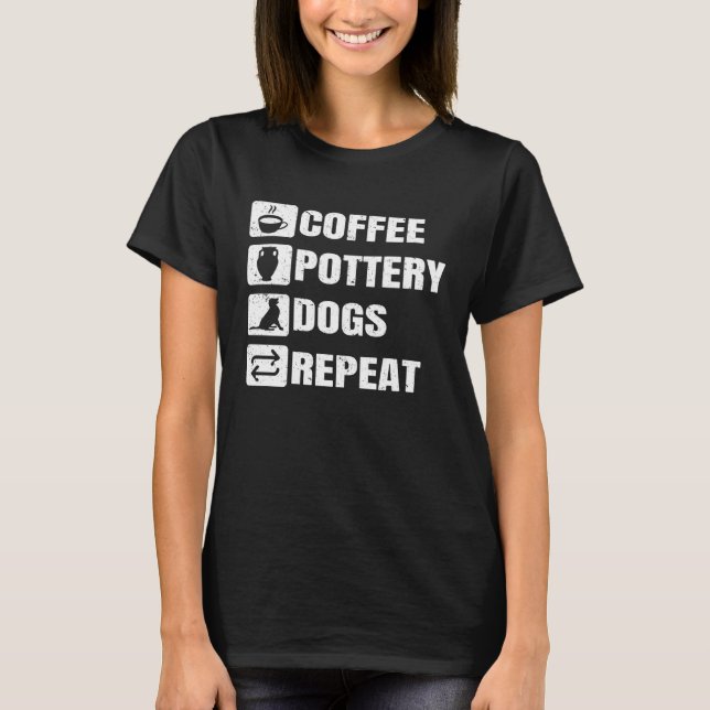 Coffee Pottery Dogs Repeat Ceramic Pottery Ceramic T-Shirt (Vorderseite)