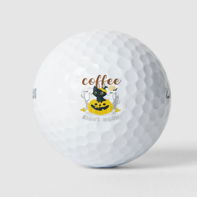 Coffee Right Meow Cat Coffeine Funny Halloween Ei Golfball (Vorderseite)