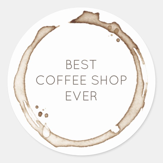COFFEE Rings BUSINESS NAME Brown White Artisan Fun Runder Aufkleber (Vorderseite)