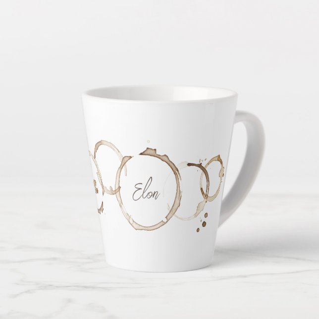 COFFEE Rings NAME Brown White Artisan Fun Milchtasse (Rechte Ecke)