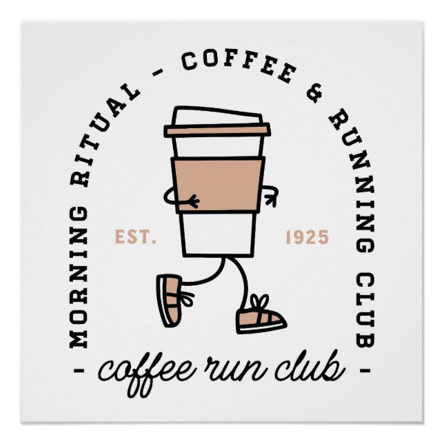 Coffee run club funny running lover aesthetic fun poster (Vorderseite)